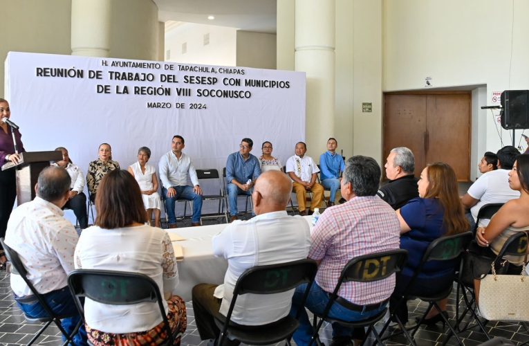 EN SEGUIMIENTO A LA SEGURIDAD DE MUNICIPIOS DE LA REGIÓN VIII SOCONUSCO, CELEBRAN REUNIÓN DE TRABAJO DEL SESESP