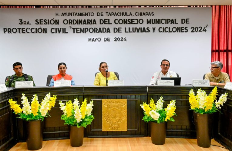 REALIZAN 3ra. SESIÓN ORDINARIA DEL CONSEJO MUNICIPAL DE PROTECCIÓN CIVIL “TEMPORADA DE LLUVIAS Y CICLONES 2024” EN TAPACHULA