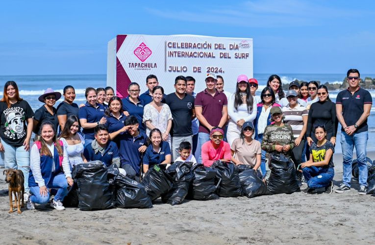 CON LIMPIEZA DE PLAYAS AYUNTAMIENTO DE TAPACHULA CONMEMORA DÍA INTERNACIONAL DEL SURF